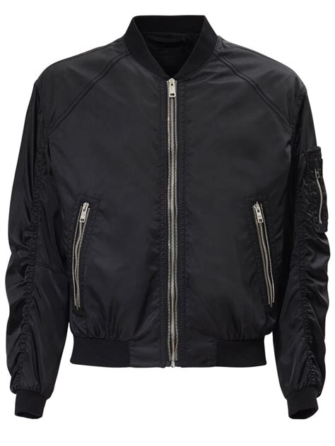 padded shell bomber jacket prada|black nylon bomber jacket.